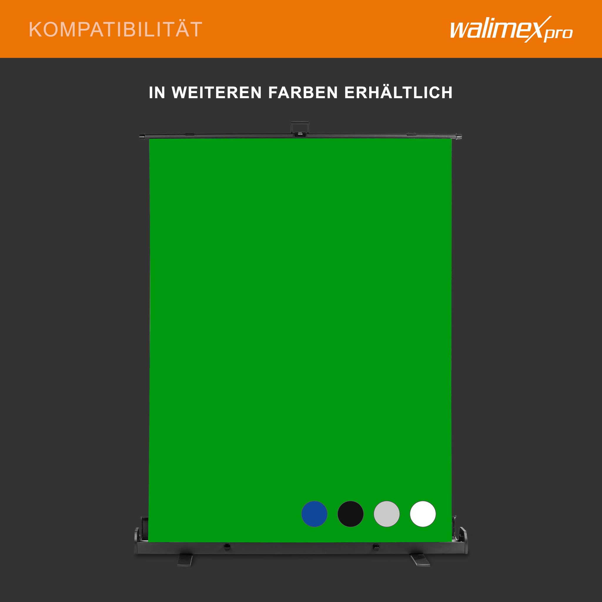 Walimex pro Roll-up Panel Hintergrund schwarz 155 x 200 cm, Fotohintergrund mit Transportbox, Hintergrundsystem für Fotostudio, knitterfreie Fotoleinwand ideal für Low-Key-Fotografie und Portraits
