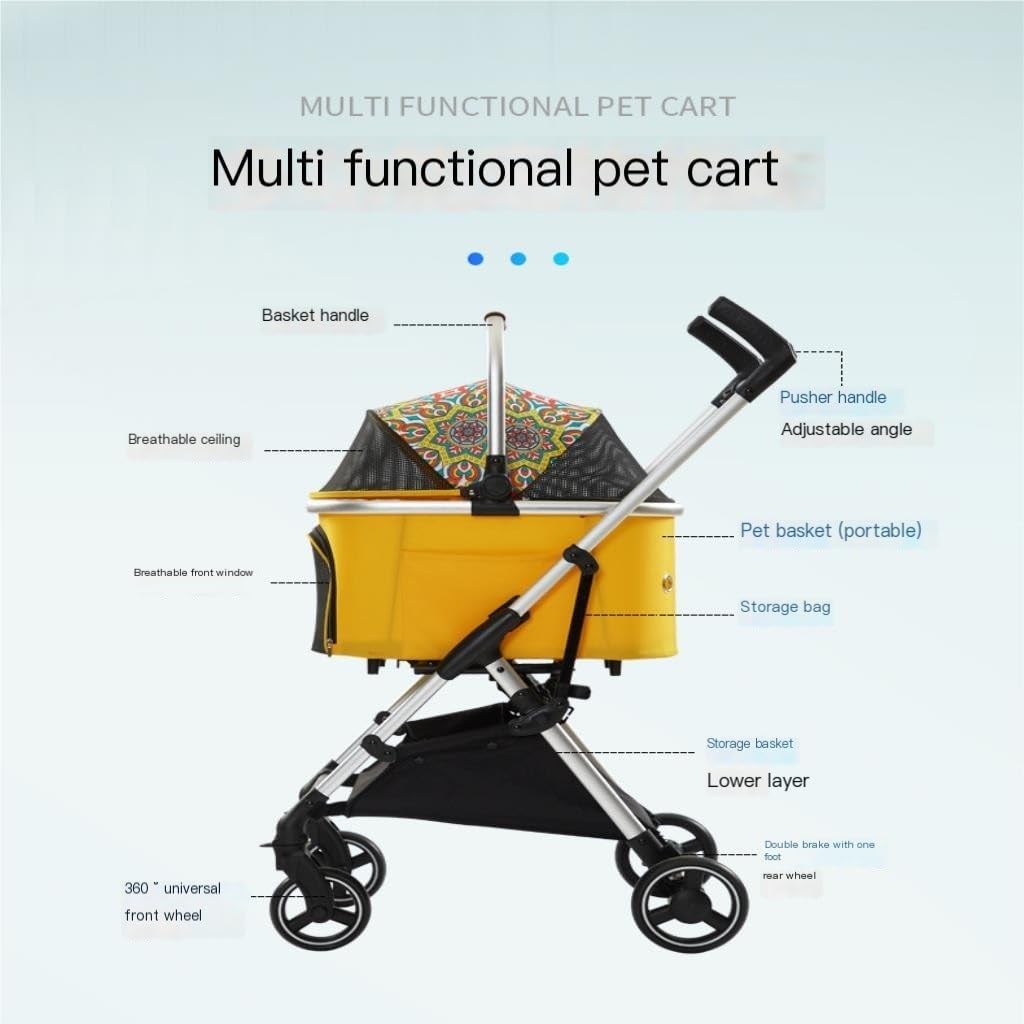 Pet Strollers Pet Stroller Lightweight Folding Cart Bag Detachable Outdoor Cat and Dog Portable Stroller Dog Walking Cart Pet Stroller Medium(G)