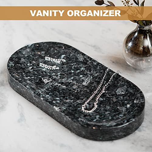 Image of Koville Norwegian Natural Granite Bathroom Tray, 12 inchx6 inch Vanity Sink Tray for Kitchen, Decorative Tray, Bathroom Countertop Organizer for Perfume, Candles, Jewelry(Blue Pearl)