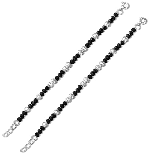 925 Sterling Black Beaded Nazariya Set Bracelet For Kids BR1846S-1