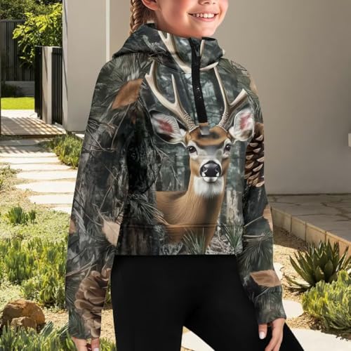 WELLFLYHOM Hoodies for Girls 5-14T Cropped Long Sleeve Sweatshirt Half Zip Up Sweater Top Graphic Fall Clothes3