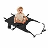 Infant Airplane Seat Extender Travel Bed | Baby on Lap Flight Bed | Foldable Soft Airplane Baby Travel Seat Extender on Lap with Neck Pillow | Fits Economy Seats | Black