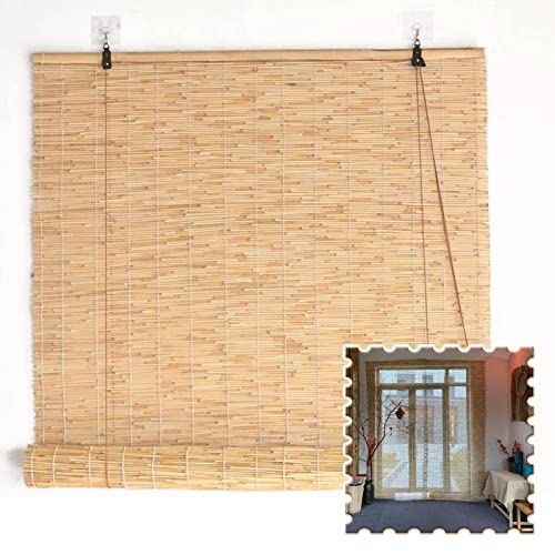 Persianas Enrollables De Caña Para Exteriores,Estor Enrollable De Bambú Natural,Cortina De Caña Elevadoras Transpirable,Ancho 50cm 60cm 70cm 80cm 90cm 100cm 110cm 120cm 140cm,W×H-80x100cm/31.5x39in Cover