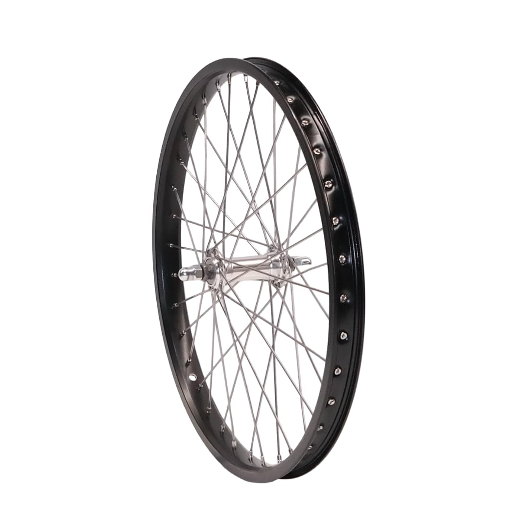 Vuelta 20 Zoll Fahrrad Laufrad Vorderrad Hohlkammerfelge Dynamic Schwarz inkl. Nabe Alu Vollachse Silber Lastenrad Fahrradanhänger Handwagen
