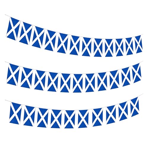 20m/66ft Scotland Flag Bunting for FIFA 2026 World Cup Football Event 60 Double Sided Scottish Saltire Polyester Banner 14 x 21cm Football Party Decorations Pub Sports Bar and Street Celebrations