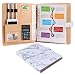 Plinrise High Grade Multifunction Letter Size Padfolio/Resume Portfolio Folder-Document Organizer/Business Card Holder with Calculator and 8 File Pockets (White Marble)