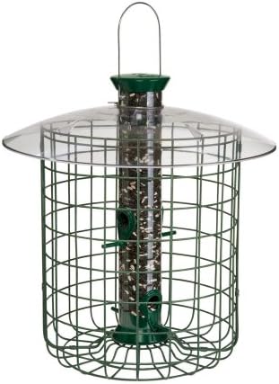 Droll Yankees Domed Cage Sunflower Seed Bird Feeder, 4 Feeding Ports, 15-Inch, Green