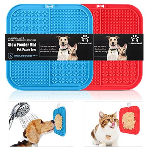 Hipoll Dog Lick Pad, Treat Pad for Yogurt or Peanut Butter, Boredom & Anxiety Reduction, Dog Puzzle Toy Alternative to a Slow Feeder Dog Bowl, Interactive Dog Toy Help Pets for Nail Trimming, Bathing