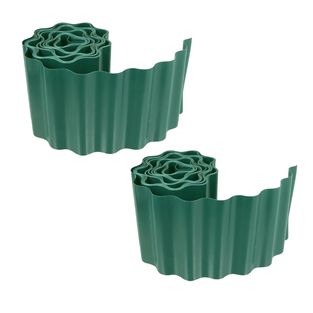 Garden Mile Green 12M Lawn Edging Border Plastic Lawn Edging Heavy Duty Garden Fence Weatherproof Garden Edging For Flower Beds - Border Edging For Lawns (12Cm X 6M Border Edging X 2)