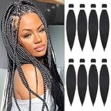 Braiding Hair Pre stretched,8 Packs Pre Stretched Braiding Hair Black Prestretched Wet and Wavy Braiding Hair Synthetic Knotless Yaki Texuture EZ Braid Soft to Human Hair for Braiding(26inch, 1B)