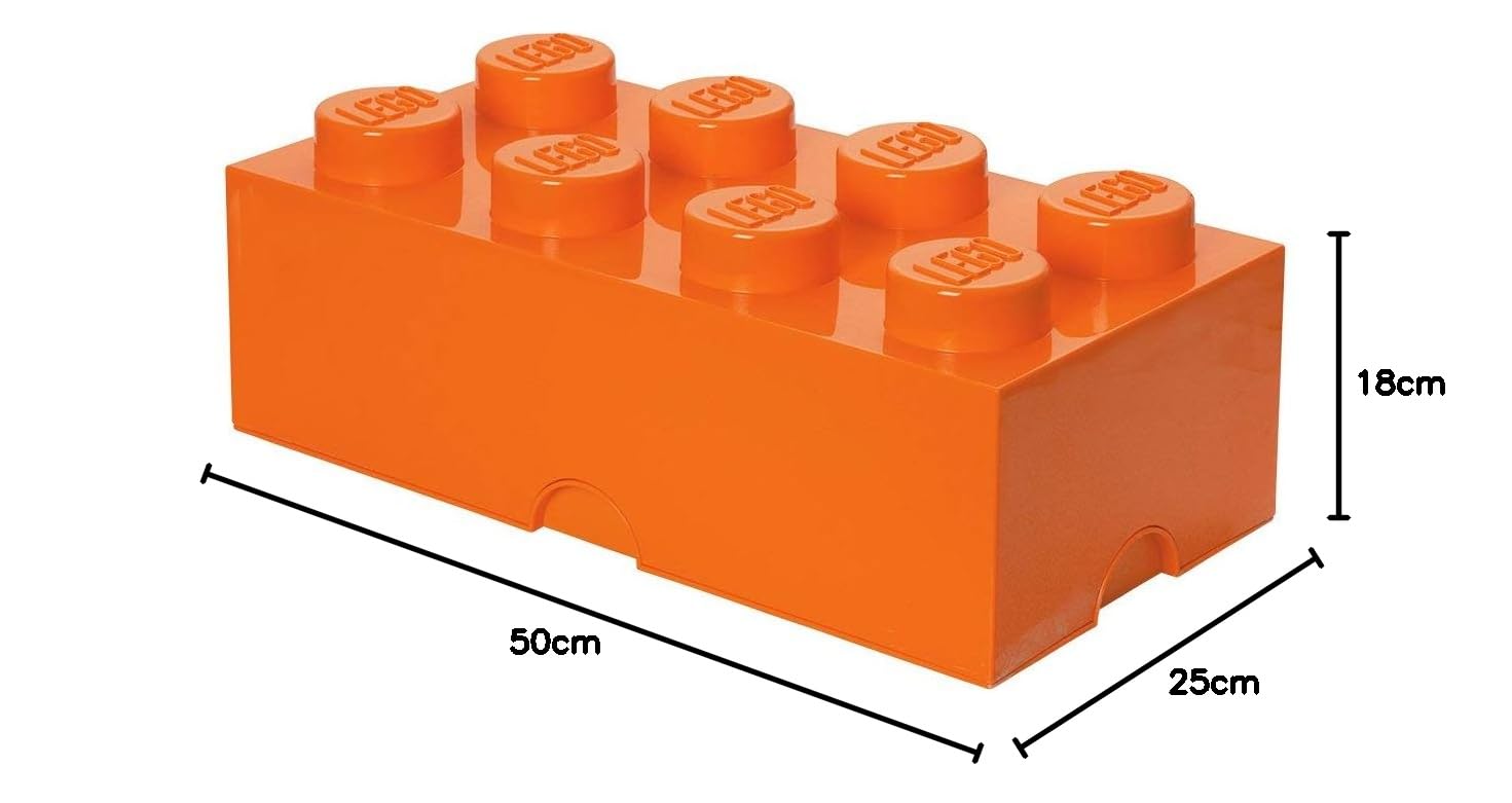 Mattoncino-contenitore Lego a 8 Bottoncini, Contenitore Impilabile, 12 L, Arancione