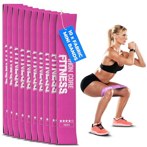 Image of Fabric Mini Resistance Bands Sets for Trainers, Bootcamp, Gym for Men and Women in Fun Colors - Ebook, Videos and Workout Chart Included by Iron Core Fitness