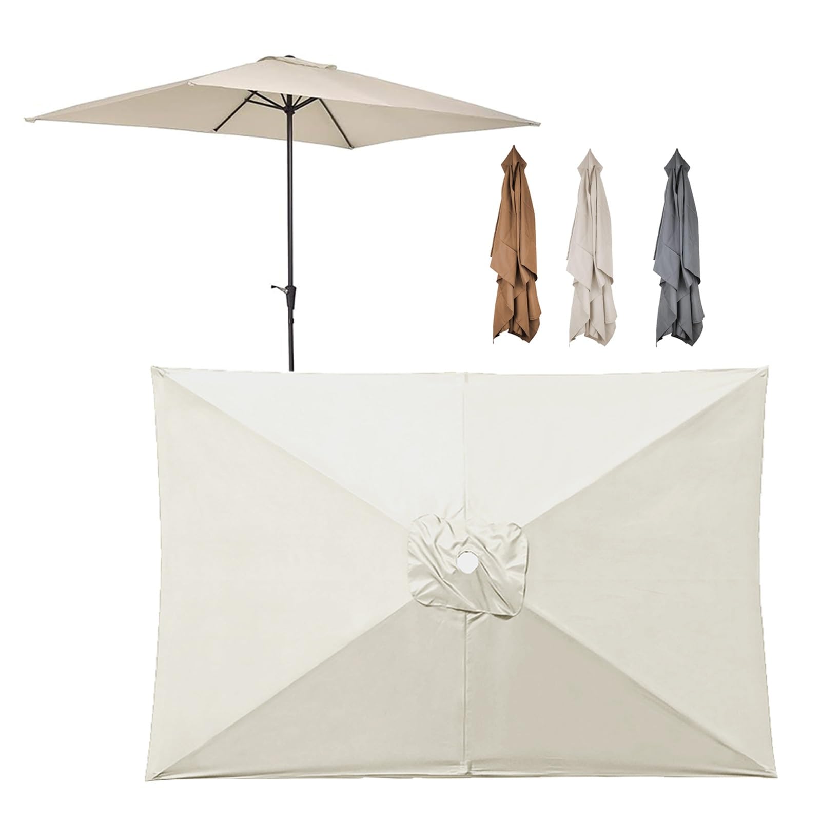 Toile de rechange pour parasol 6 baleines beige - Toile de jardin rectangulaire et carrée