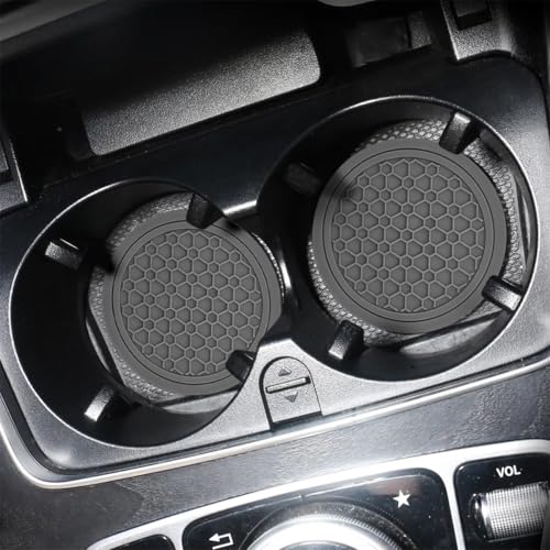 Image of Mandark 2PCS Car Cup Holder Coasters, 2.75 Inch Non-Slip Insert Water Bottle Holder Pads, Dustproof Automotive Interior Accessories Mat, Universal for Vehicles, Trucks, RVs and More(Gray)