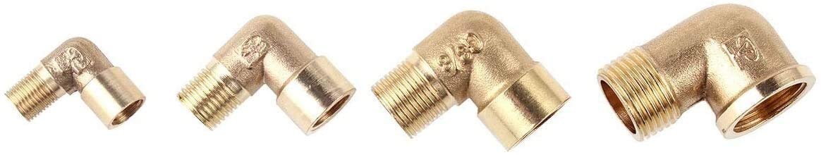 Accesorios roscados Conectores de tubería de latón Rosca hembra x macho Codo Conexión de tubería Acoplador de conector de latón Adaptador de cobre de 90 grados para combustible de agua 1/8 "1/4" 3/8