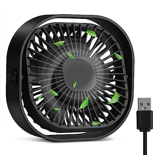 Image of RJVW 4 Inch Small USB Desk Fan, 3-Speed Portable & 360°Rotatable Mini Cooling Fan, USB-Powered Desktop Fan for Home Office Bedroom Dorm Indoor Outdoor Summer Gift