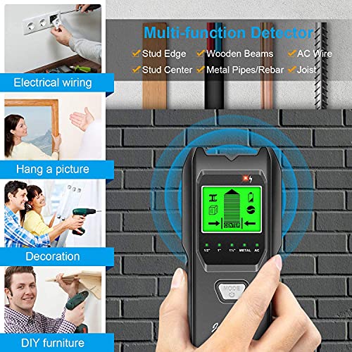 Stud Finder Wall Scanner, 5 In 1 Multifunction Stud Locator With Upgraded Smart Sensor, Hd Lcd Display And Audio Alarm For The Center And Edge Of Metal, Studs, Ac Wire, And Pipe Detection #TOP5