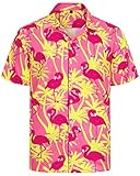 J.VER Hawaiian Shirts Mens Short Sleeve Summer Beach Holiday Party Fashion Regular Fit Casual Aloha Funky Flower Printed Vacation Ugly Tops Pink M