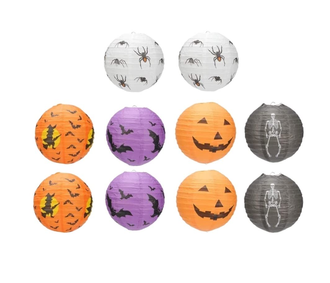 Latarnia na Halloween 10 Sztuk Pająk Papierowa Latarnia Dekoracyjna Dynia Wisząca Szkielet Czarownica Halloween Dekoracja na Halloween