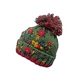 100% Hand-Knitted Wool Beanie with Embroidered Floral Design | Winter Hat | One Size | Handmade in Nepal | Colorful (2)