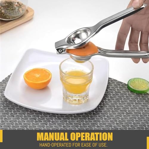 Image of Zureni Lemon Squeezer Stainless Steel Hand Press Citrus Juicer Manual Squeeze Heavy Duty Juice Extractor Dishwasher Safe Kitchen Tool for Nimbu Shikanji (Pack of 1)
