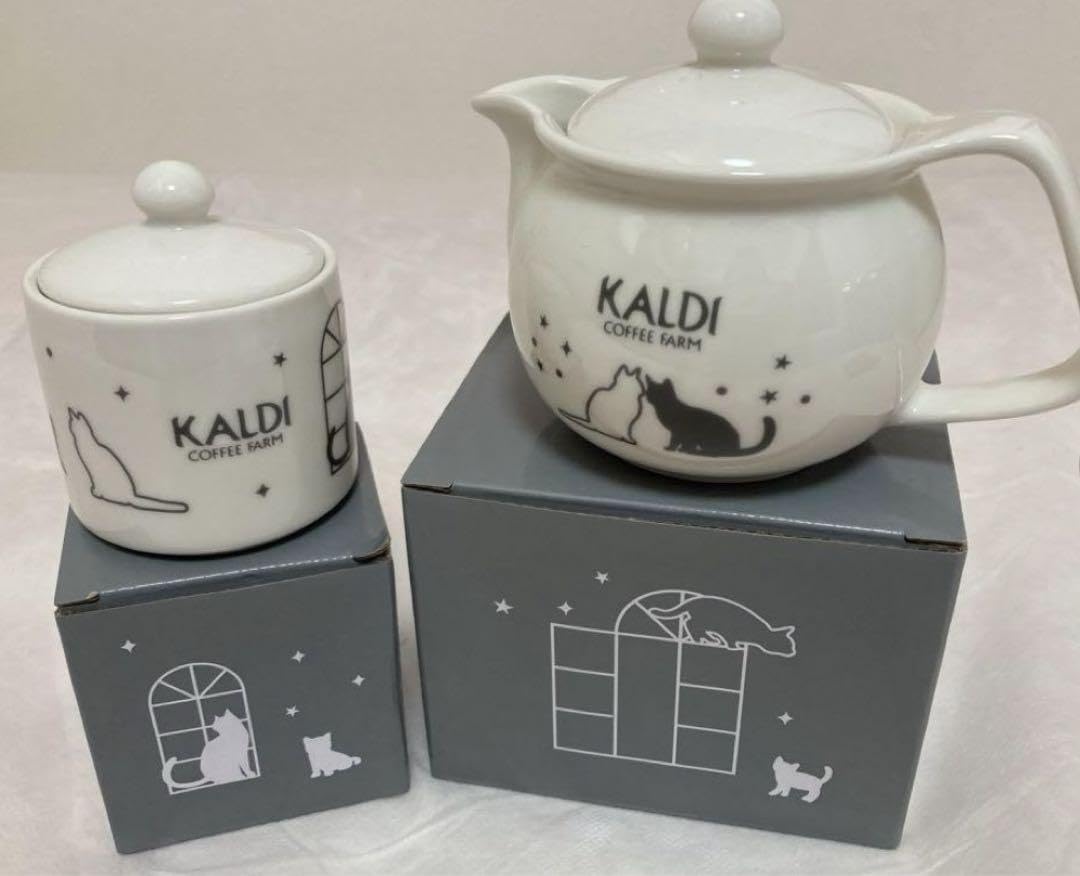 KALDI - 新品　カルディ　ねこシリーズ　ティーポット　シュガーポット　ポシェット　クッキー KALDI - 新品 カルディ ねこシリーズ ティーポット シュガー