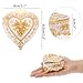 Hipiwe Vintage Metal Jewelry Box - Heart Shape Trinket Organizer Ring Box Case with Rose Pattern Jewelry Storage Box for Ring Earrings Necklace, Gift for Women