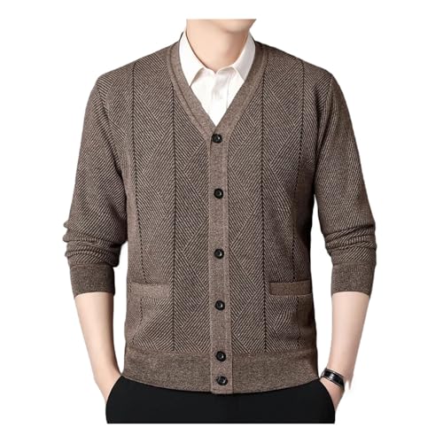 Men Winter Warm Knitted Cardigan V-Neck Fashion Sweatercoat Fashion Thick Fleece Casual Knit Cardigans