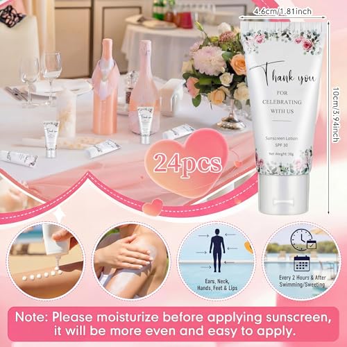 Image of 24 Pcs Travel Size Mini Sunscreen Bulk for Summer Vacation Spf 30 Water Resistant Sunscreen Lotion Sunblock for Thank You Gifts Hawaiian Wedding Pool Party Favor (Floral)