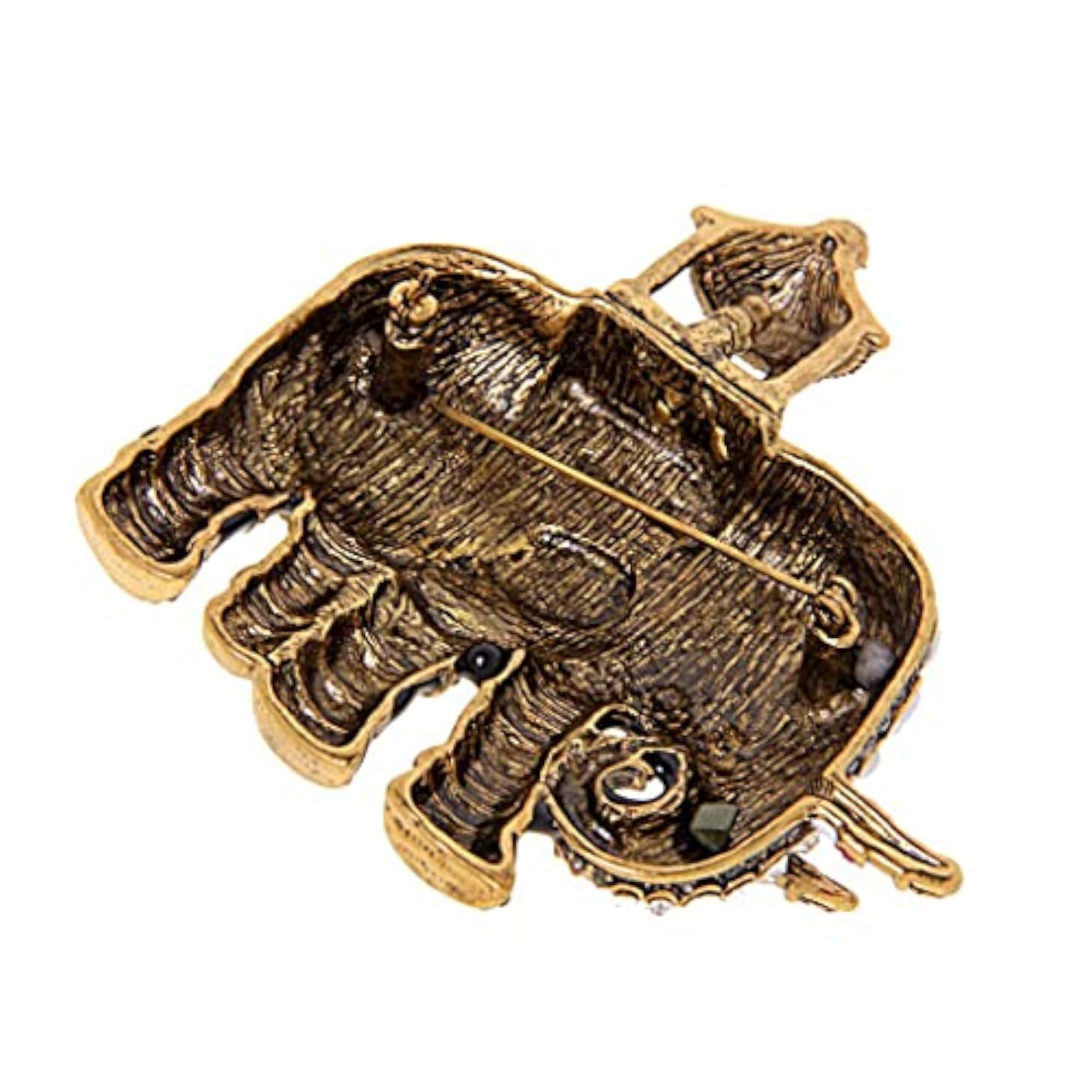 Retro Crystal Rhinestone Indian Elephant Collar Brooch Pin