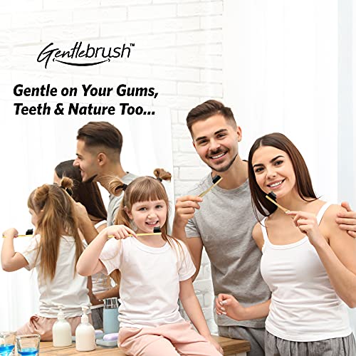 Image of Premium Bamboo Toothbrush Gentlebrush | Pack of 3 with Charcoal Activated Bristles | Family Pack