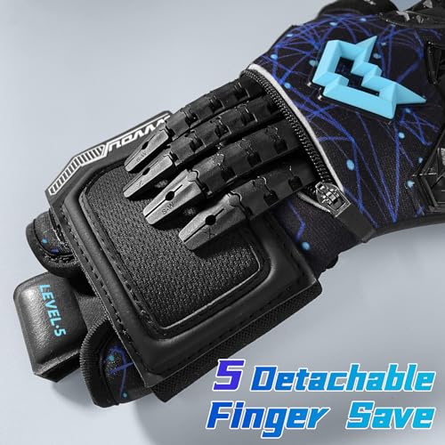 WVVOU Football Goalkeeper Gloves for Adults and Youth High Performance Football Gloves with 5 Detachable Fingersave - Image 3