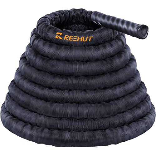 REEHUT Battle Rope for Home Gym with Anchor,Heavy Strength Training Rope, Workout Rope for Total Body Exercise with Protective Sleeve