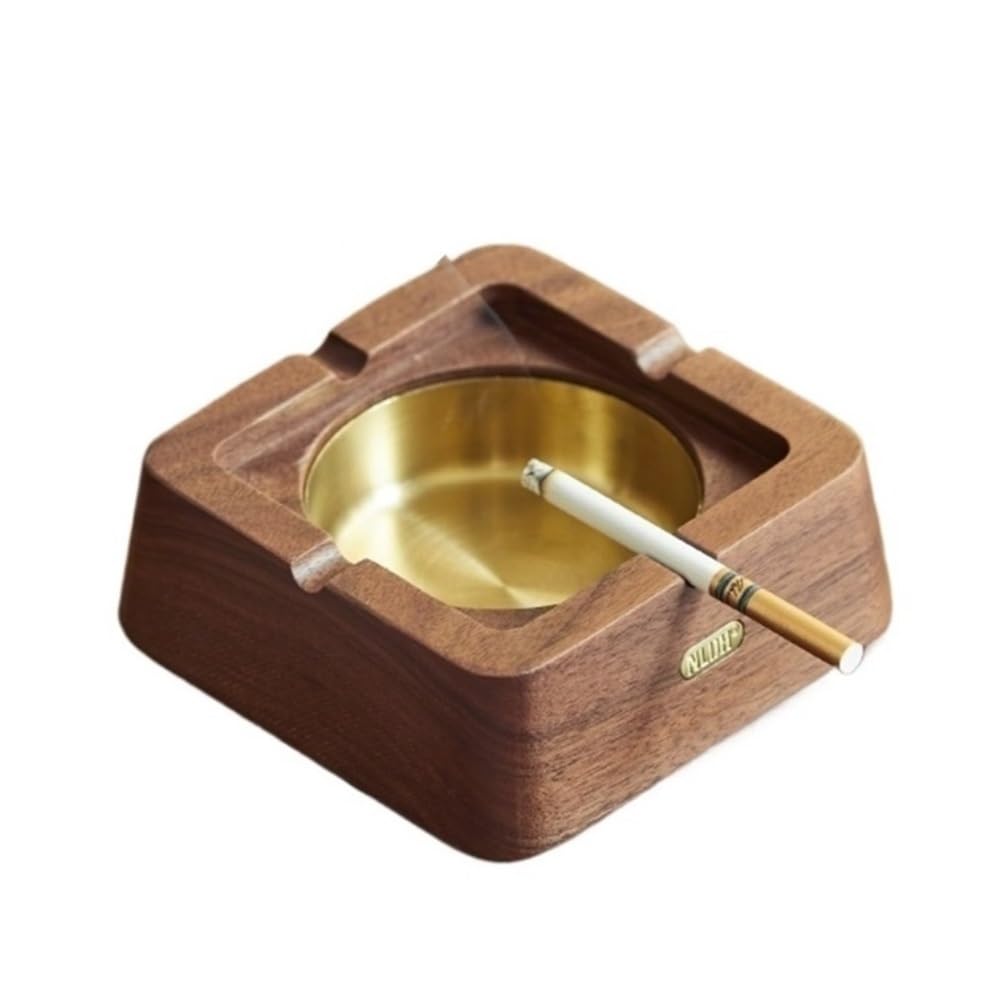 Ashtrays Solid Wood Sealed Ashtray with Lid,Home Office Desktop Ash Tray