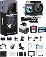 AKASO Brave 4 Pro Action Cam 4K30FPS 20MP mit 128GB U3 Speicherkarte 40M Unterwasserkamera Ultra HD Touchscreen 170 ° Weitwinkel, EIS Stabilisierung, 5X Zoom, 2.4G Fernbedienung und 2 Akkus 1350mAh – Ansicht 1