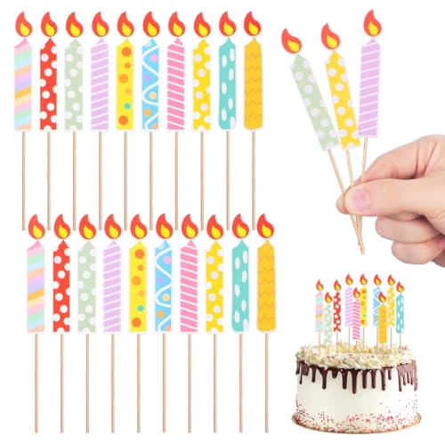 Bougies décoratives gâteau anniversaire papier HEMOTON lot de 40 pièces