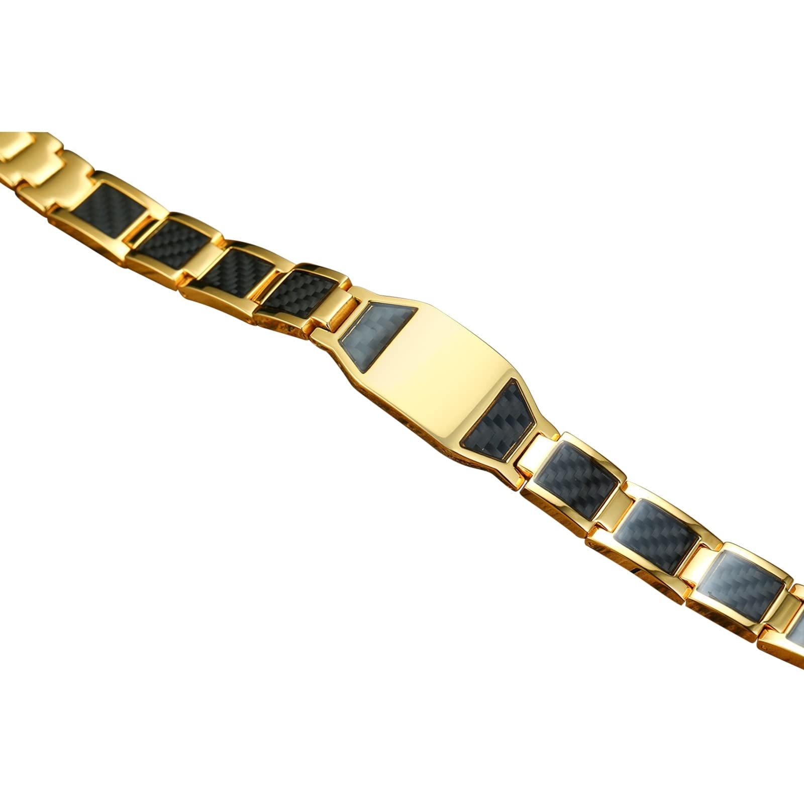 Bracelet Magnetique Homme Argent， Bijou Bracelet Homme Bracelet Maçonnique Aimant en Fibre de Carbone Acier Inoxydable