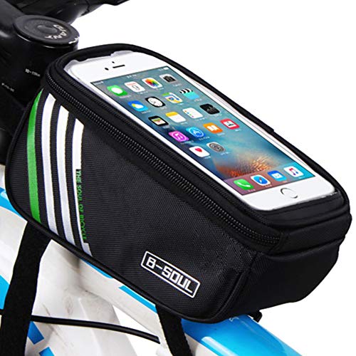 CoverON Bike Phone Mount Bag, Cycling Waterproof Front Frame Top Tube Handlebar Touch Screen Holder Bicycle Pouch Case for iPhone/Samsung/Android - Black