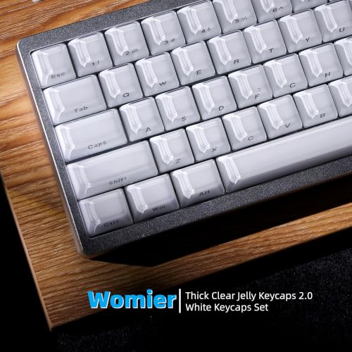 Image of Womier Jelly Keycaps 2.0, Shine Through Keycaps for Mechanical Keyboard | Thick PC+ABS Crystal Clear Keycaps, ASA Profile Custom Key caps, Durable Anti-Yellowing, for Gaming & Office (White)