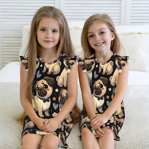 Augenstern Flutter Sleeve Nightgown Pug-Animal-Lovers-Gift Soft Sleepwear Nightdress4