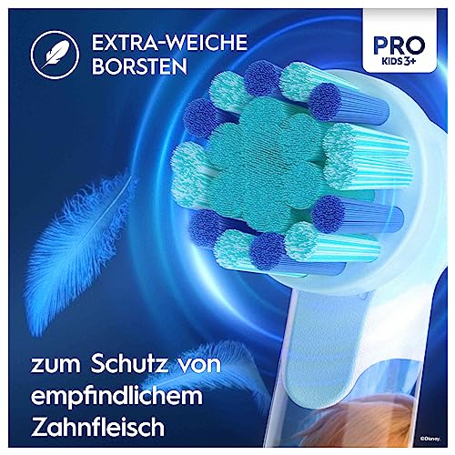 Oral-B Pro Kids Frozen Elektrische Zahnbürste, Electric Toothbrush für Kinder ab 3 Jahren, inklusive Sensitiv+ Modus für Zahnpflege, extra weiche Borsten, 1 Aufsteckbürste, 4 Sticker, blau, lila – Bild 7
