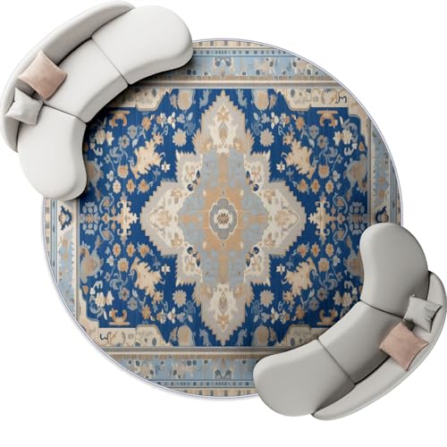 Tapis rond lavable en machine de 150cm antidérapant imprimé persan - 3