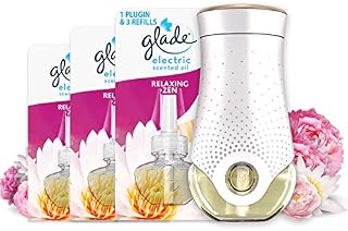 Glade Electric Scented Oil Diffuser & 3 Refills, Plug In Air Freshener Refills for Home, Relaxing Zen, Packaging May Vary