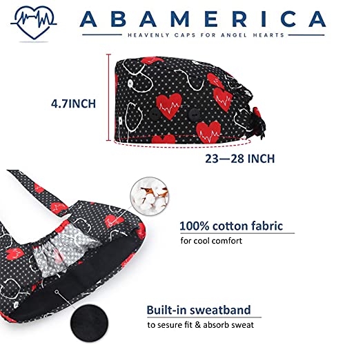 Image of ABAMERICA Working Caps with Button and Sweatband, Adjustable Working Hats for Women Men, One Size(Tie Back or Toggle)