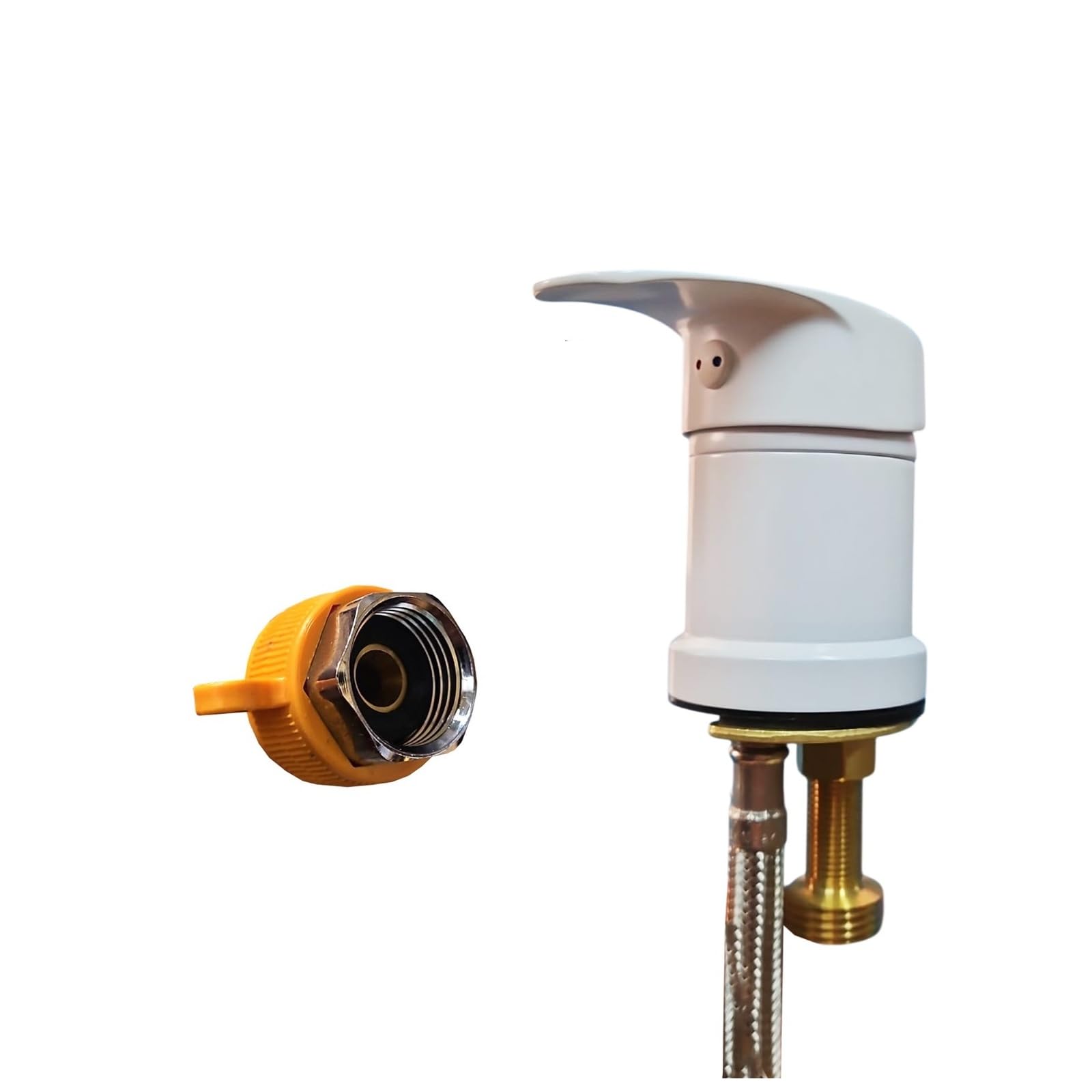 Hairstore White Brass (Not Cheap Zinc) Salon Tap With 80/31.4 In 2X Flexi Pipes Shampoo Bowl Hairdressing Salon Basin Showerhead Sink Tap With Special Yellow Isntaltion Nuts To Save Plumber Cost Or Diy