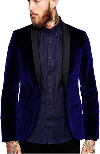 Sxfashbrd Mens Velvet Suits Slim Fit Jacket Shawl Lapel Blazer Tuxedo Groomsmen Men Casual Suit for Wedding