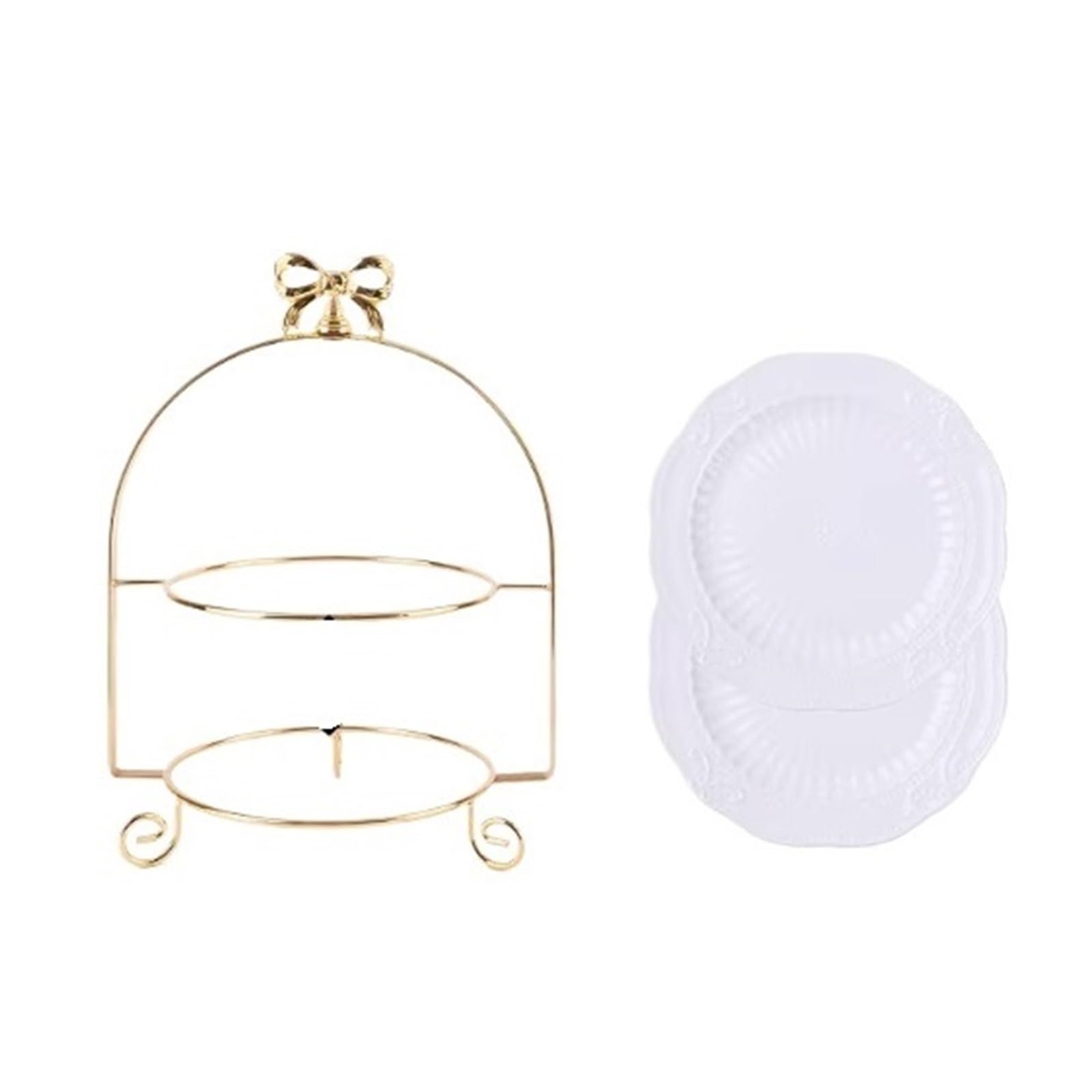 1M2nO3pK Cake Stand Metal Cake Stand, Gold Multi-tiered Dessert Display, Afternoon Tea Fruit And Pastry Tray Cupcake Stands(Gold,Medium)