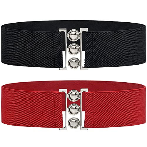 YOU&M Women's Elastic Stretch Wide Waist Belt Eye Buckle for Corset Shirts Dress Outside Girdle/Waistband Plus Size