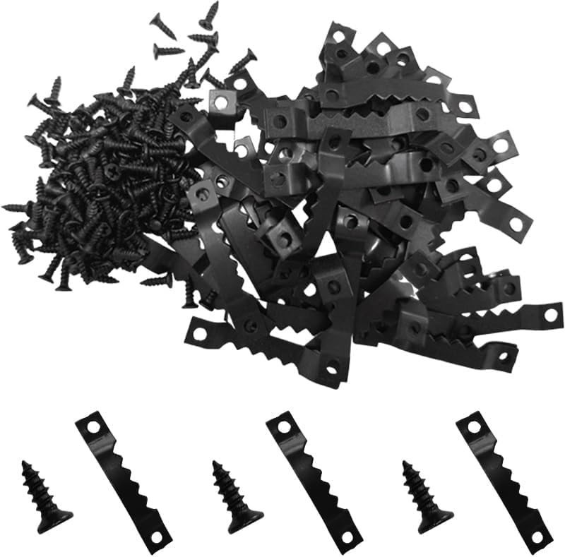 150 Pcs Heavy-Duty Sawtooth Picture Hangers with 300 Screws – Small Frame Hangers for Paintings, Photos & Drawings – Home Wall Decoration Solution (Black)