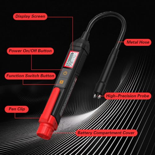 Gohytal Bremsflüssigkeitstester, Bremsflüssigkeitsprüfer Auto Geeignet für Bremsflüssigkeiten DOT3 DOT4 DOT5 mit LED Anzeige Brake Fluid Tester für Auto Fahrzeug Bremsflüssigkeit Tester Stift